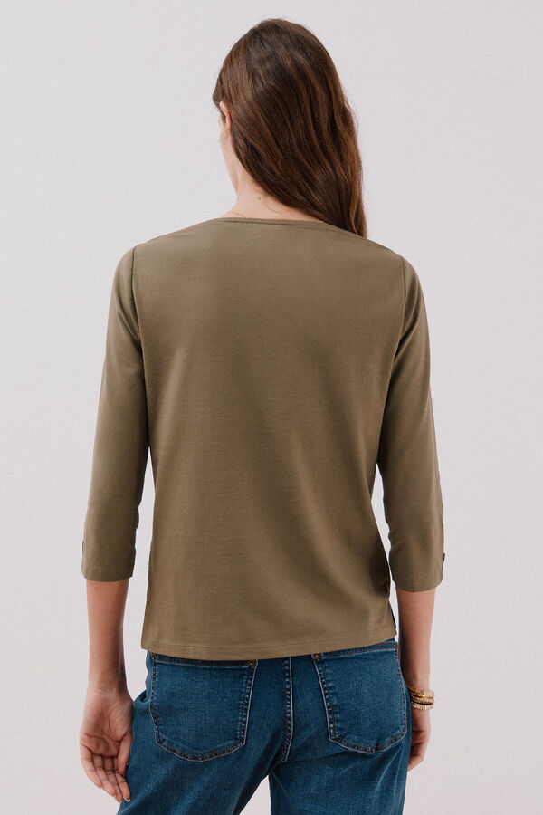 Cortefiel Playera de algod&oacute;n Kaki