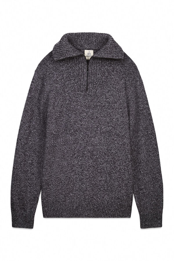 OOTO Jersey cuello polo cremallera algod&oacute;n Gris oscuro