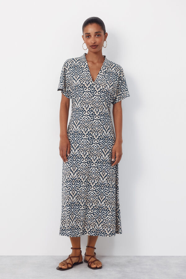 Cortefiel Vestido estampado Estampado beige