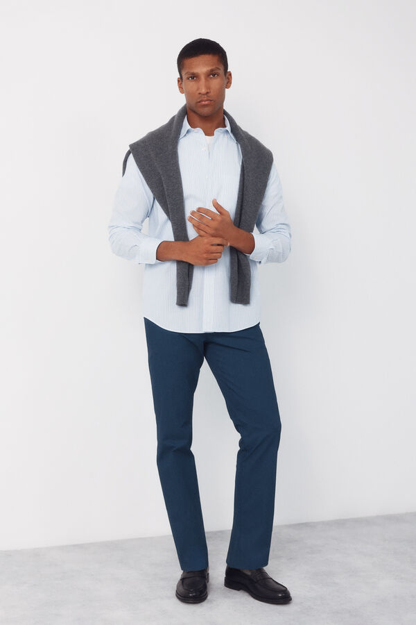 Cortefiel Camisa rayas popel&iacute;n Azul