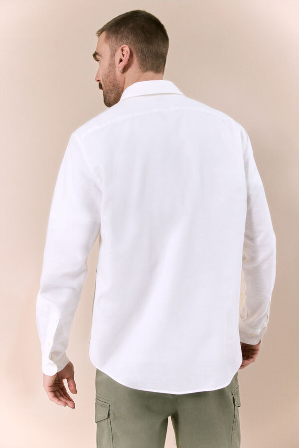 OOTO Camisa algod&oacute;n lino manga larga Blanco