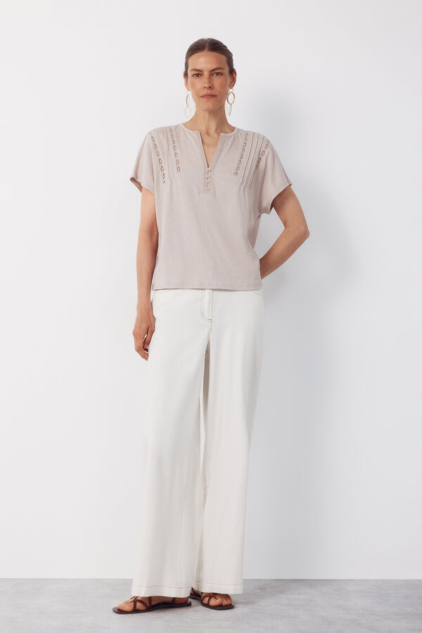 Cortefiel Playera de quillas Beige