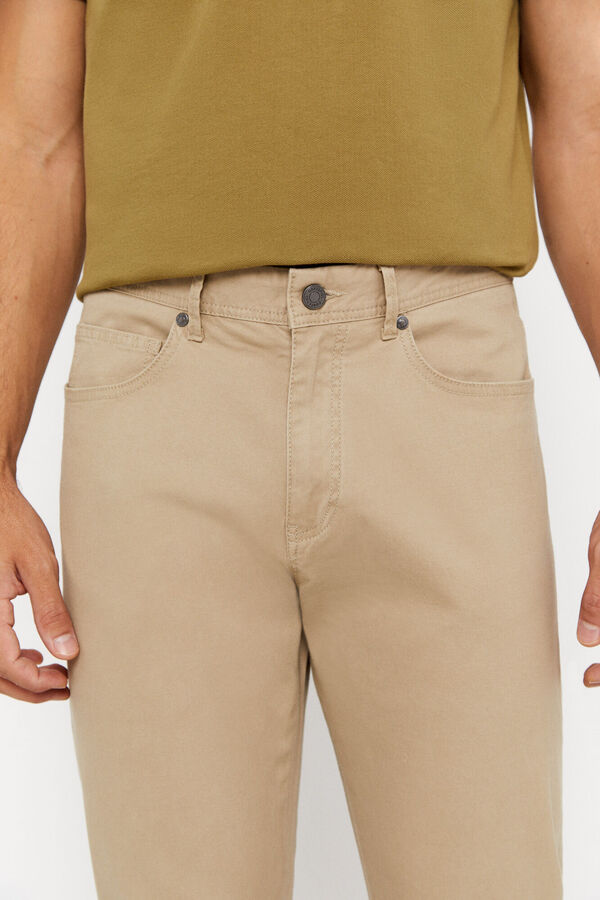 Cortefiel Pantal&oacute;n 5 bolsillos slim fit Beige