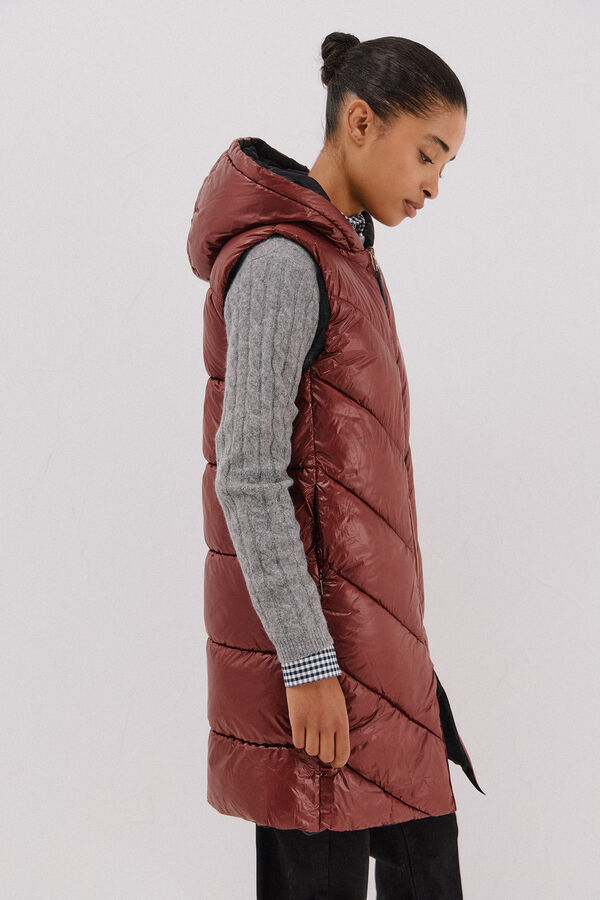 Cortefiel Chaleco largo reversible Vino
