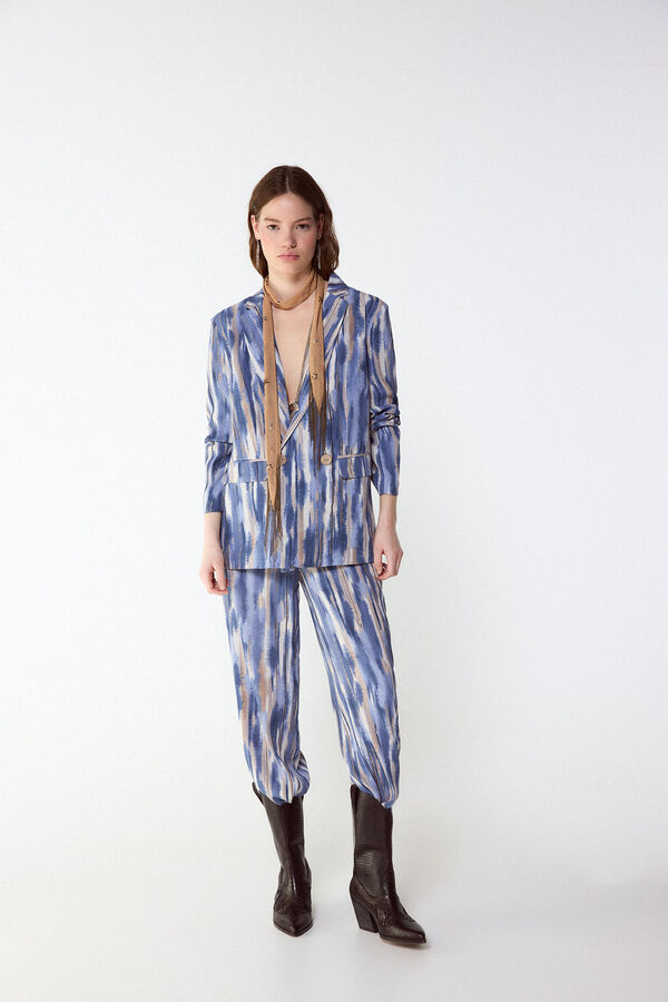 Slowlove Chamarra blazer estampada Estampado azul