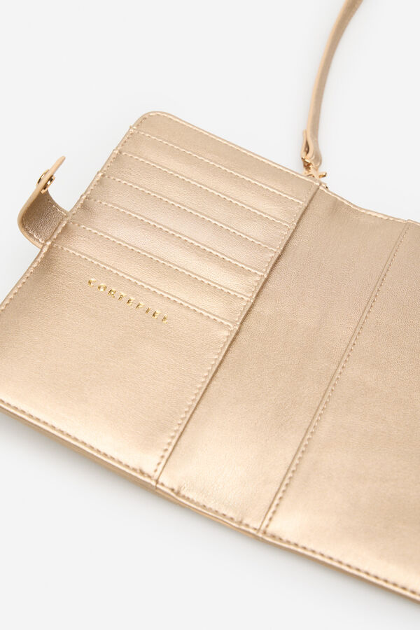 Cortefiel Cartera para celular dorada Dorado