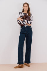 Cortefiel Pantalones palazzo botones Azul