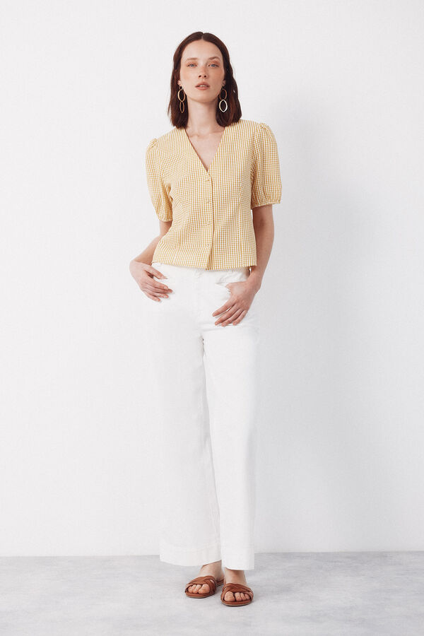 Cortefiel Blusa estampado vichy Dorado