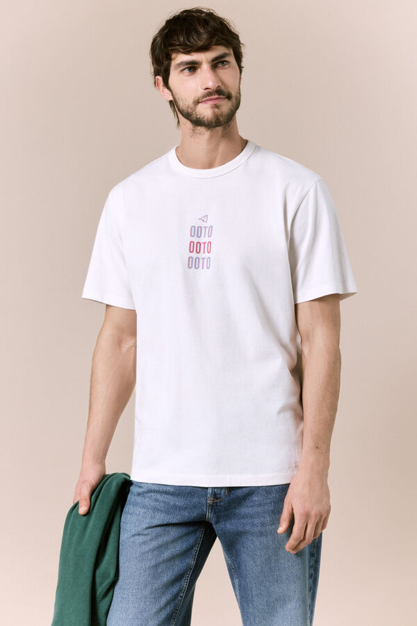 OOTO Camiseta lavada con logo Blanco
