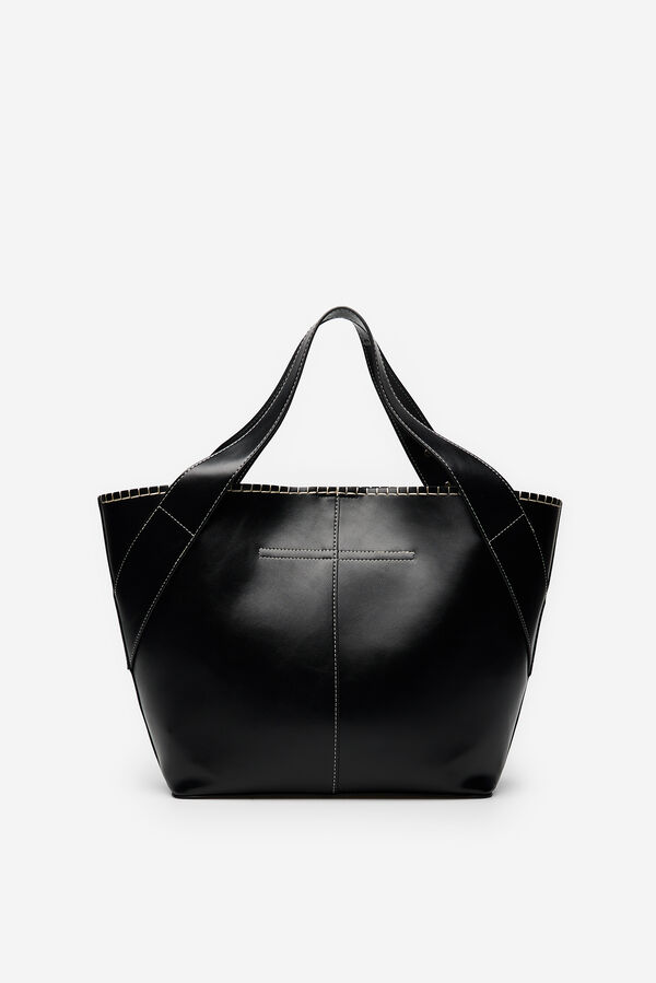 Cortefiel Bolsa de playa con pespuntes Negro