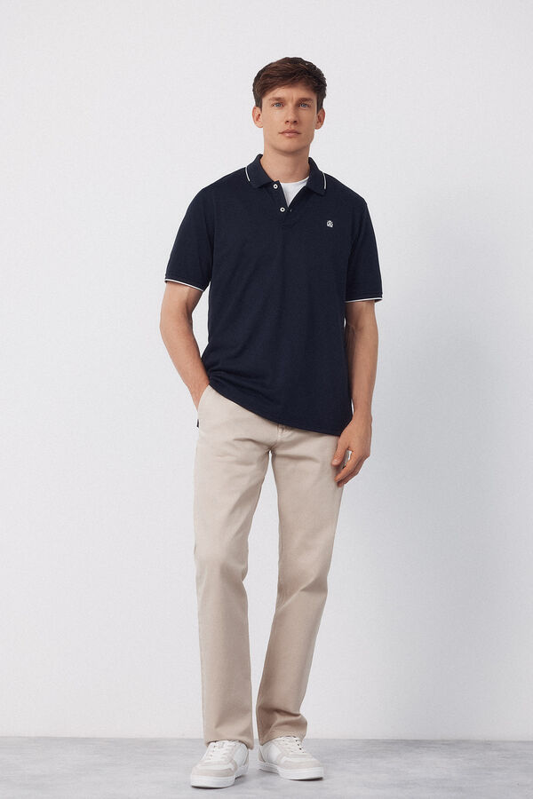 Cortefiel Polo COOLMAX&reg; cuello jacquard Azul marino