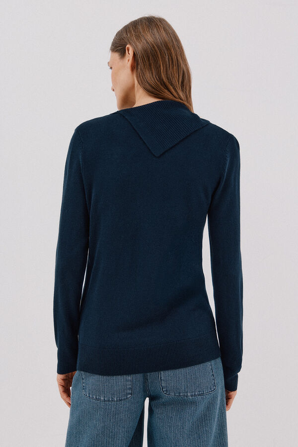 Cortefiel Su&eacute;ter cuello botones Azul marino