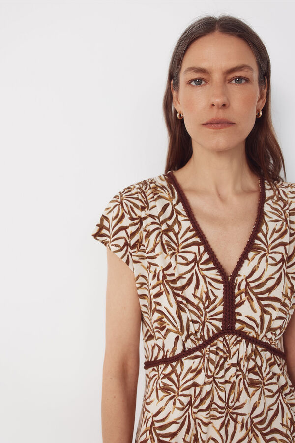 Cortefiel Vestido estampado de trenza Estampado blanco