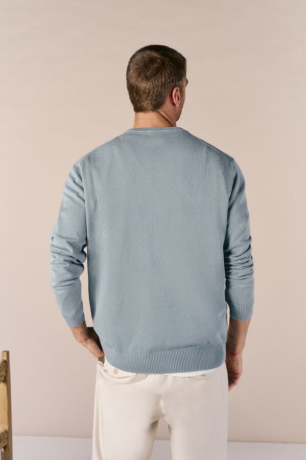 OOTO Jersey cuello redondo algod&oacute;n lavado Azul
