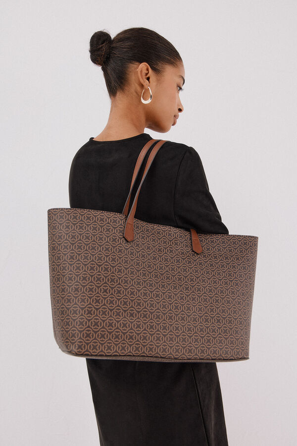 Cortefiel Bolsa shopper monogram Estampado marr&oacute;n