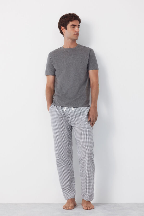 Cortefiel Set de pijama punto y tela Gris