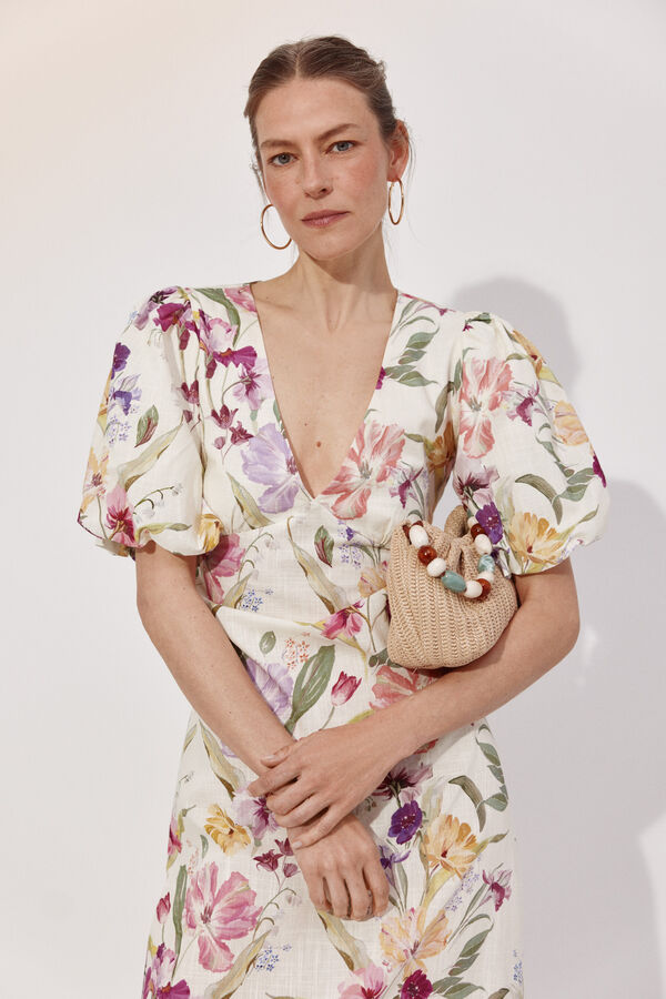 Cortefiel Vestido estampado floral Multicolor