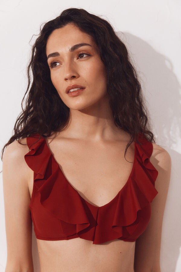 Cortefiel Top con volante Rojo