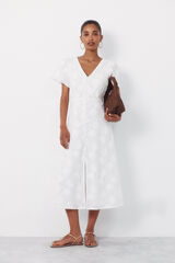 Cortefiel Vestido bordado Blanco