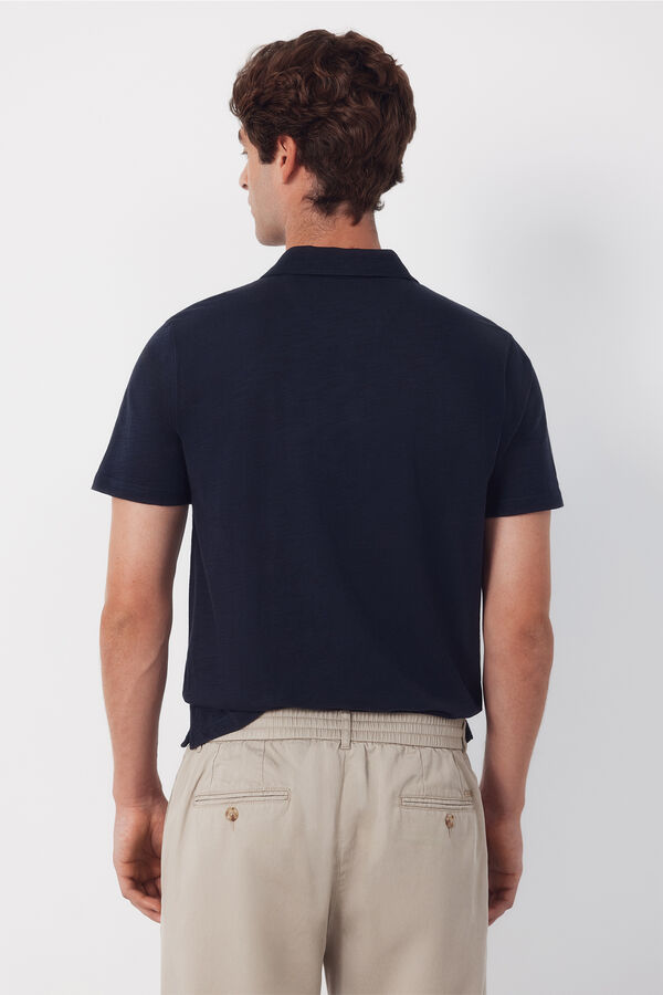 Cortefiel Polo liso slub Azul marino