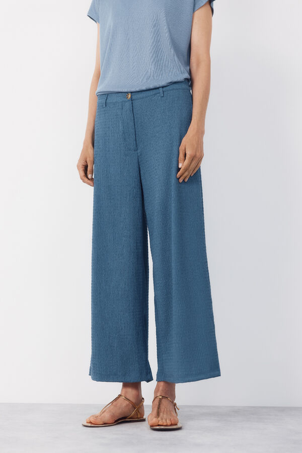 Cortefiel Pantal&oacute;n fluido con textura Azul