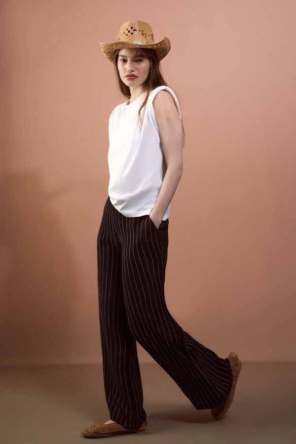 Slowlove Pantal&oacute;n de pata ancha Estampado gris