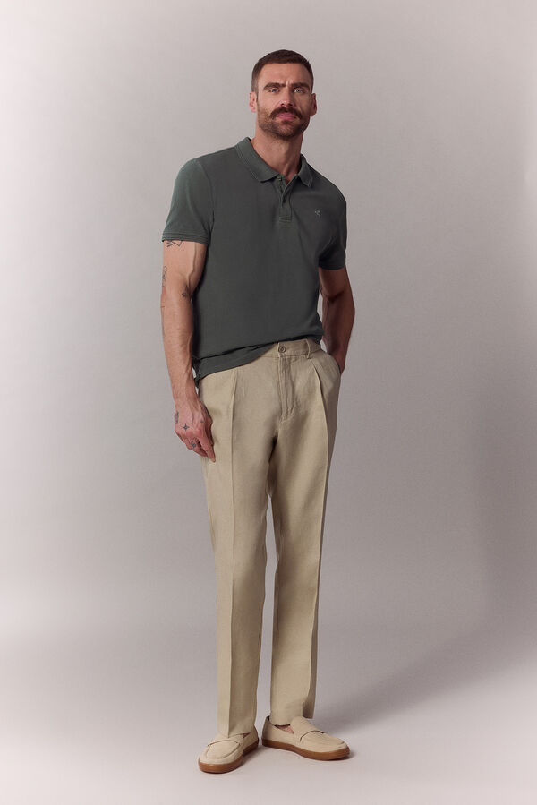 OOTO Polo b&aacute;sico piqu&eacute; lavado Kaki