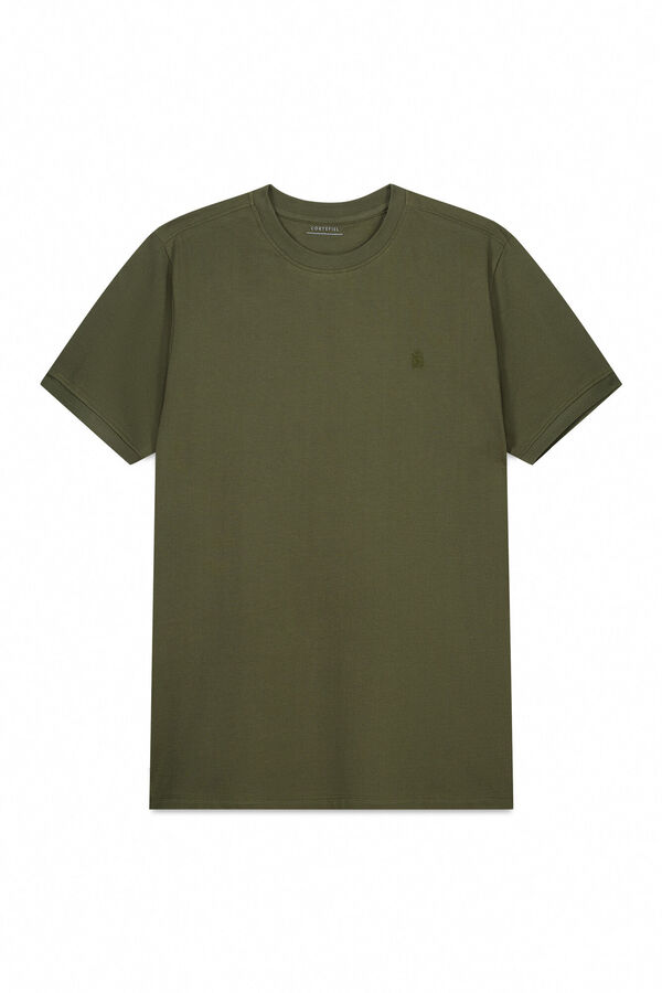 Cortefiel Playera b&aacute;sica piqu&eacute; Kaki