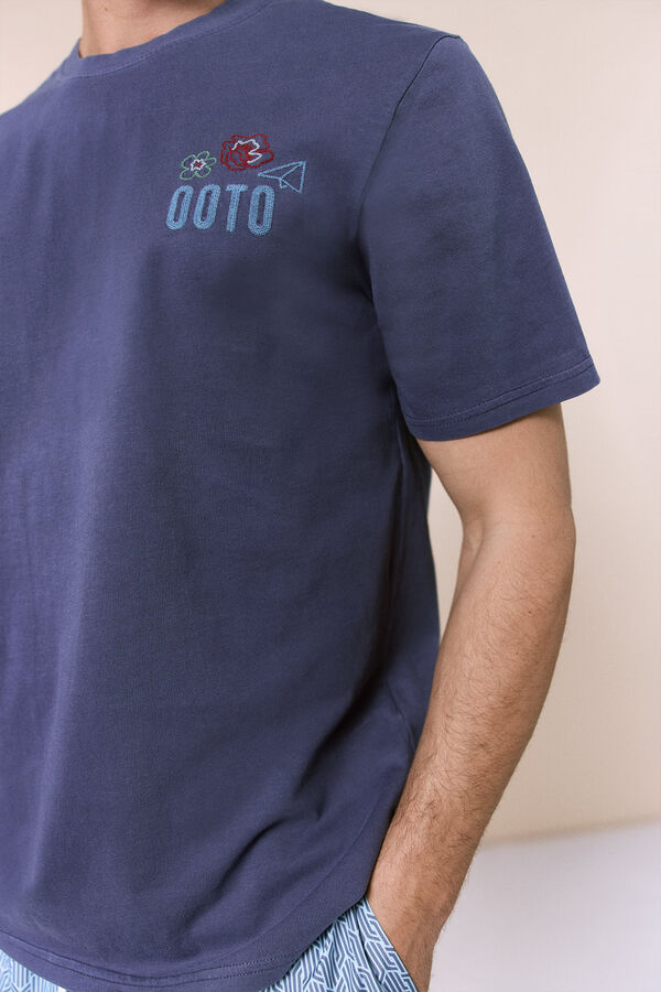 OOTO Camiseta gr&aacute;fica lavada Azul