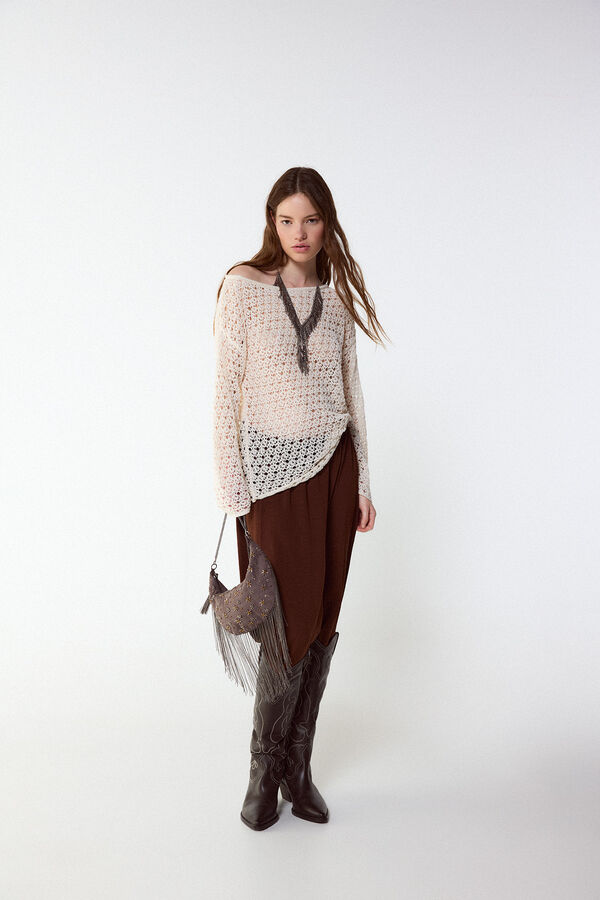 Slowlove Su&eacute;ter de punto calado Marfil