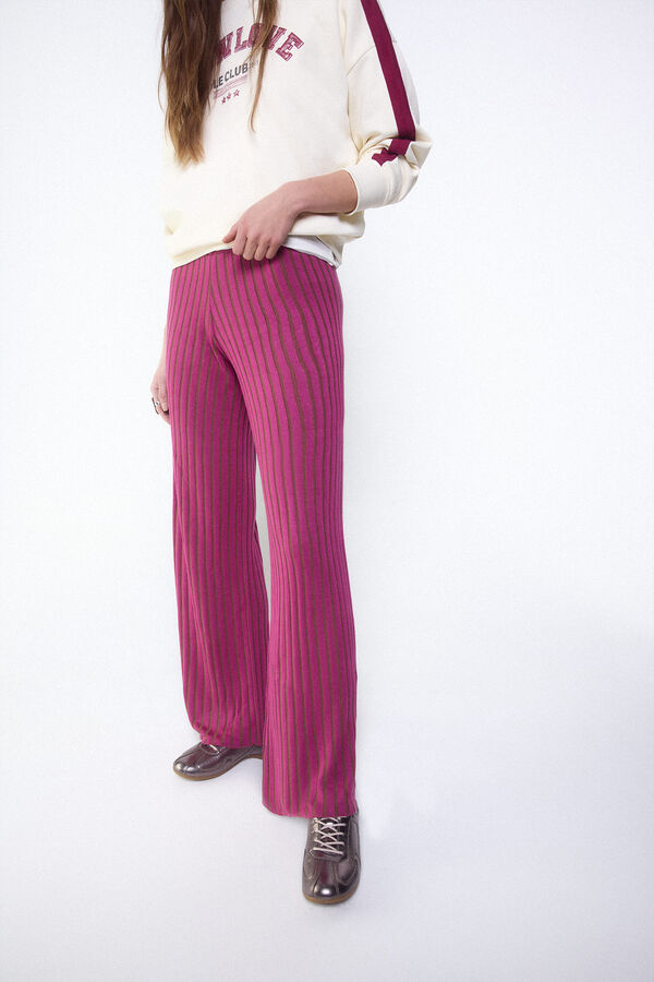 Slowlove Pantal&oacute;n de tejido acanalado Fucsia