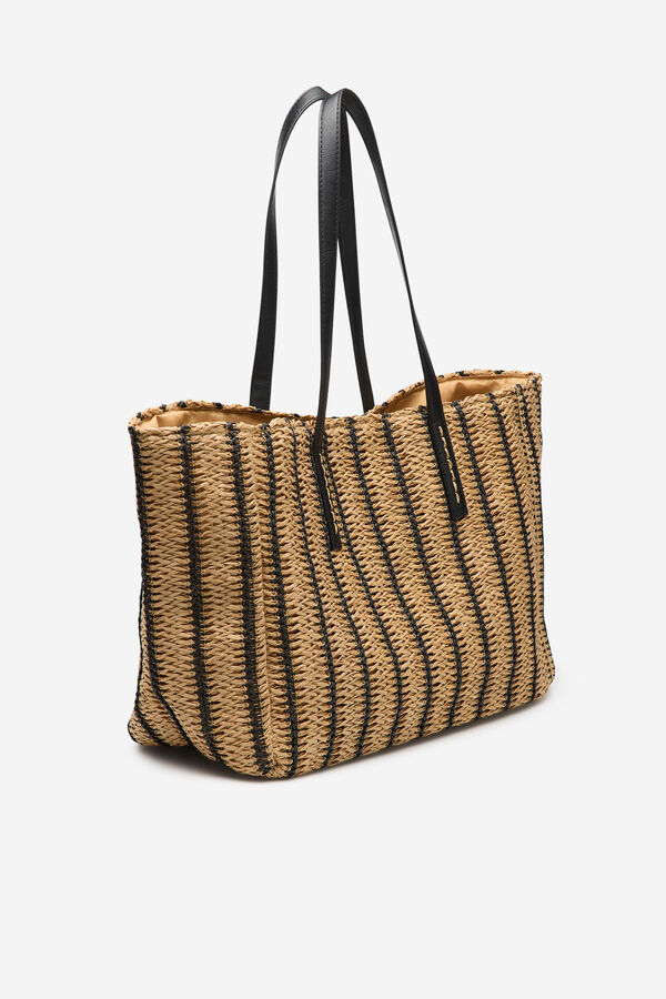 Cortefiel Bolsa shopper estampado de rayas Estampado marr&oacute;n