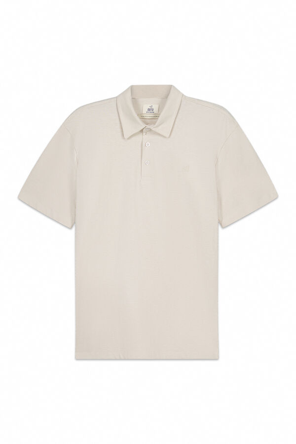 OOTO Polo algod&oacute;n lino bordado avi&oacute;n Beige