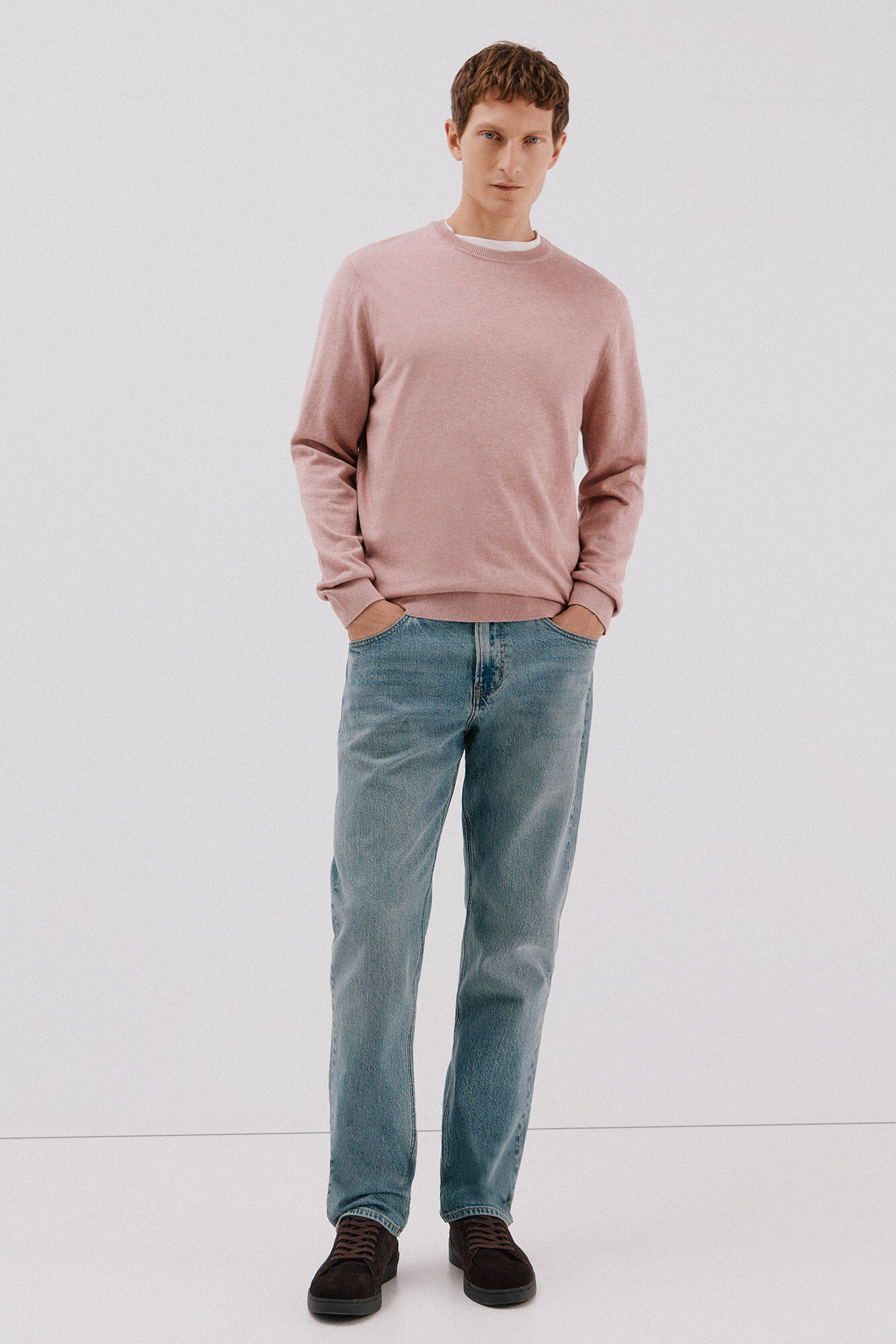 Cortefiel Su&eacute;ter algod&oacute;n cashmere cuello redondo ajustado