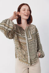 Cortefiel Blusa estampada Kaki
