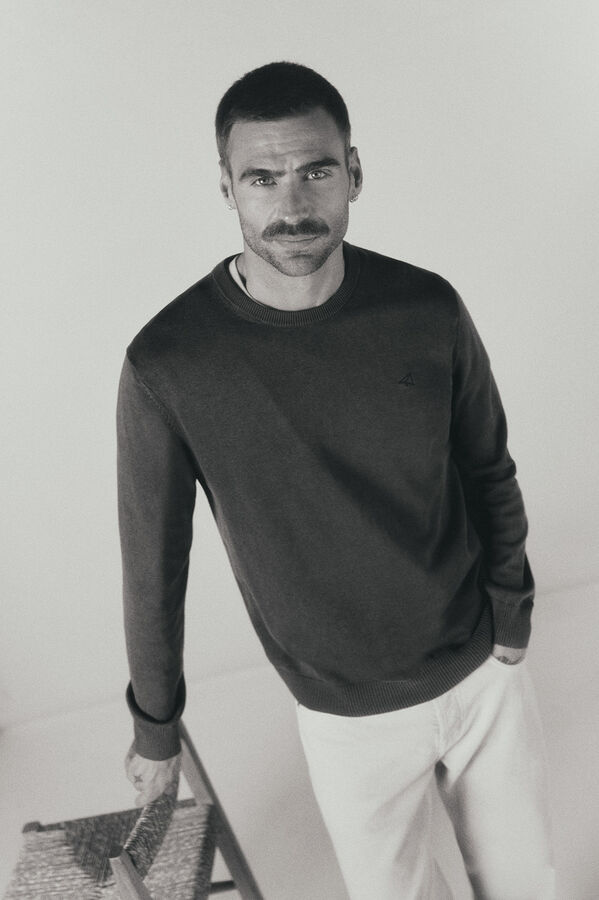 OOTO Jersey cuello redondo algod&oacute;n lavado Verde