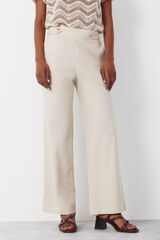 Cortefiel Pantal&oacute;n de lino con botones dorados Beige