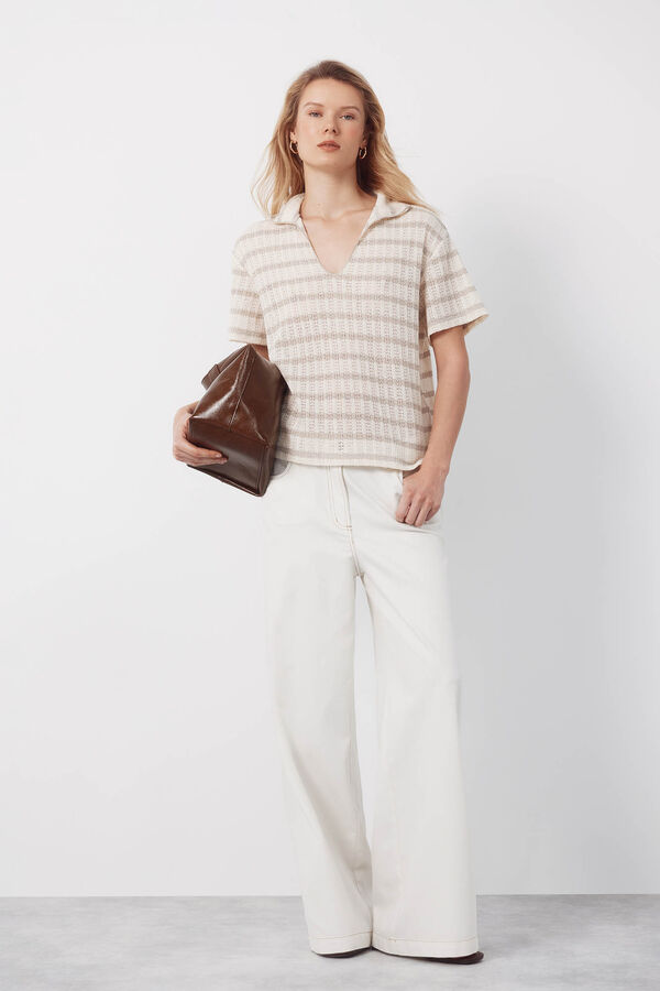Cortefiel Polo de rayas Beige