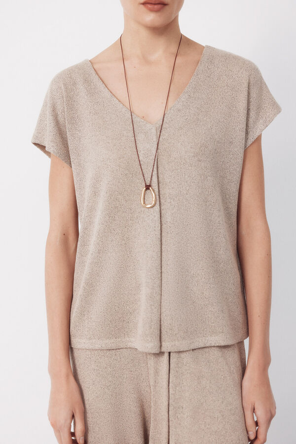 Cortefiel Playera aspecto r&uacute;stico Beige