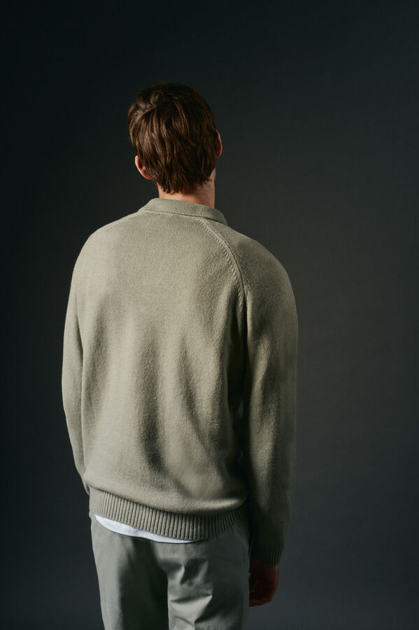 OOTO Jersey cuello polo lana Kaki