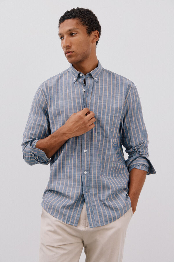 Cortefiel Camisa de rayas flam&eacute; Azul marino