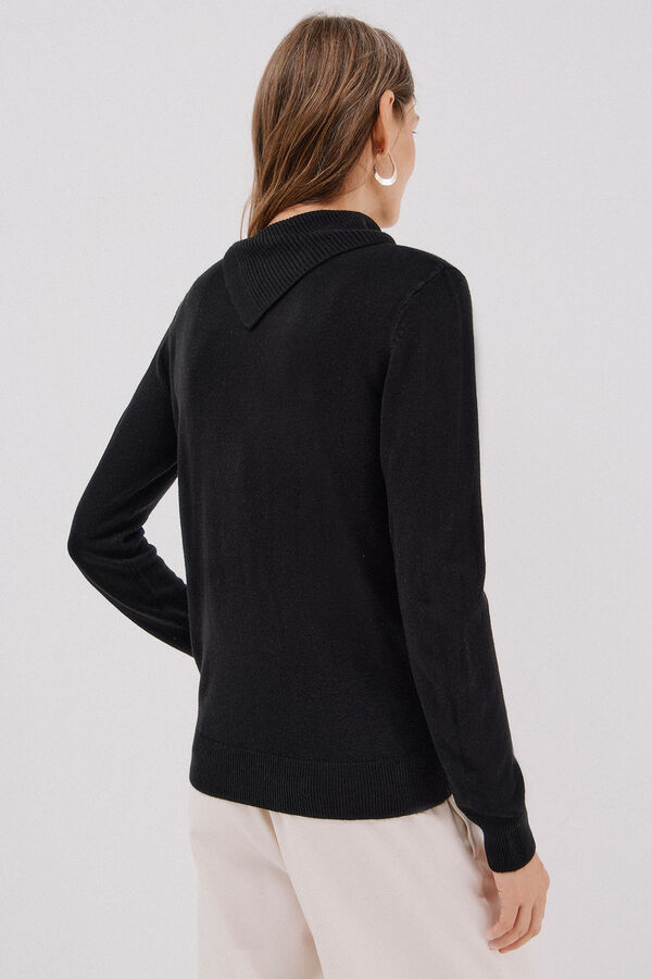 Cortefiel Su&eacute;ter cuello redondo con botones Negro