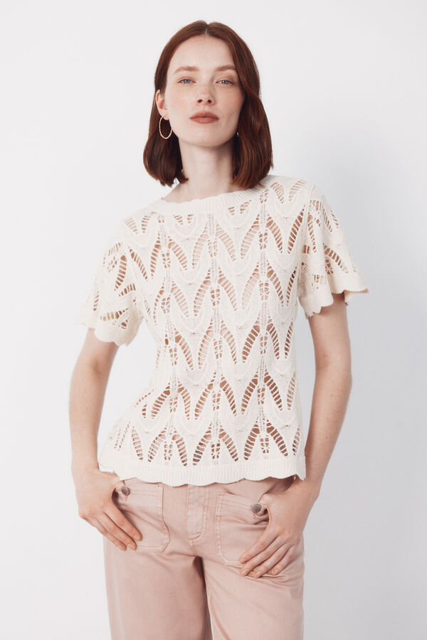 Cortefiel Top de crochet Blanco