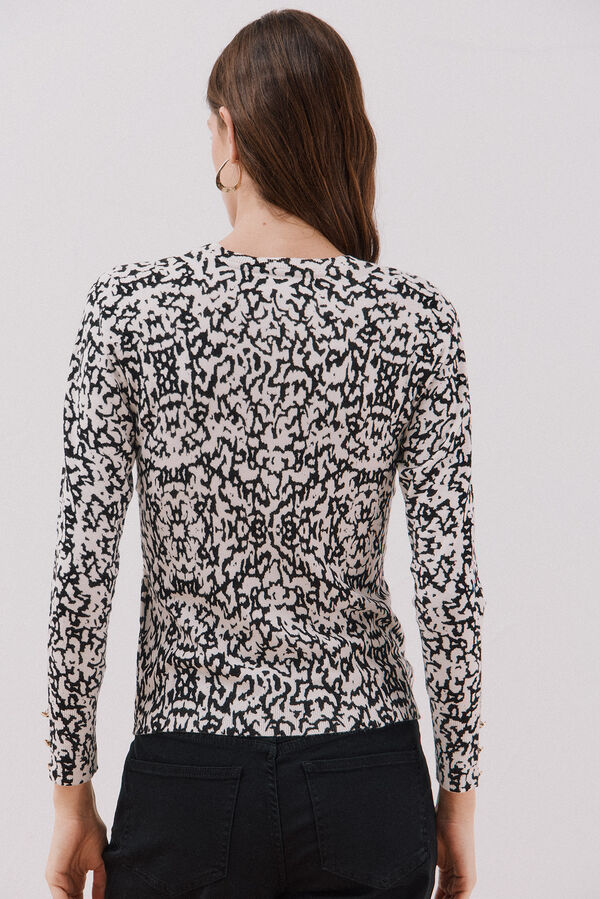 Cortefiel Su&eacute;ter de punto estampado Negro