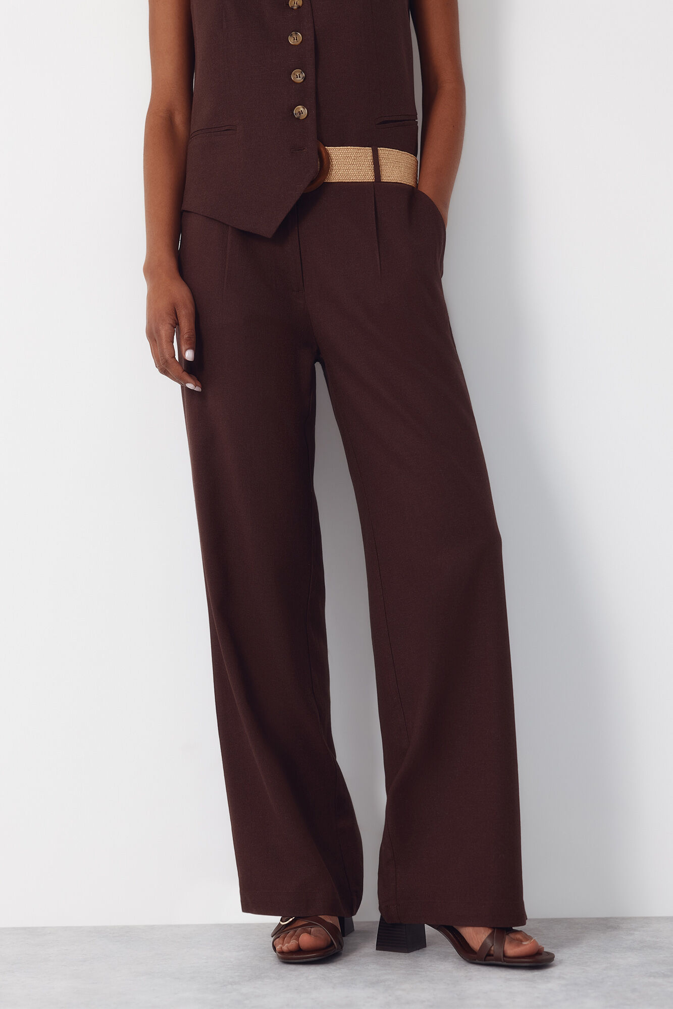 Cortefiel Pantal&oacute;n ancho de lino
