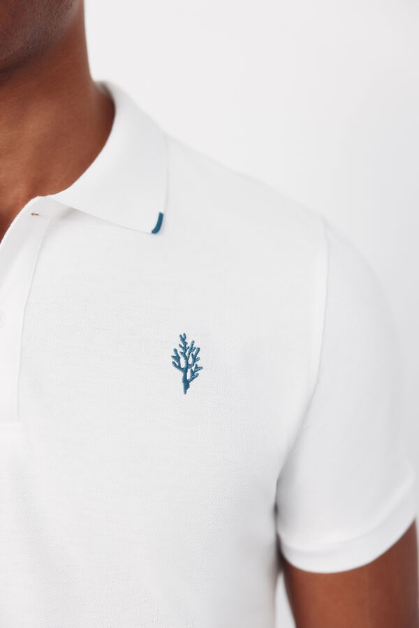 Cortefiel Polo bordado Blanco
