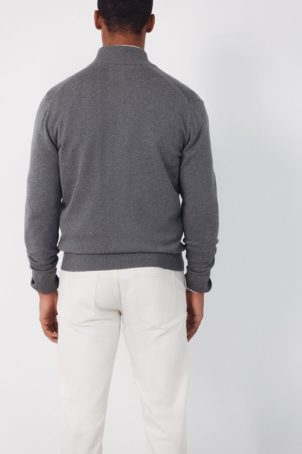 Cortefiel C&aacute;rdigan algod&oacute;n cremallera b&aacute;sico Gris