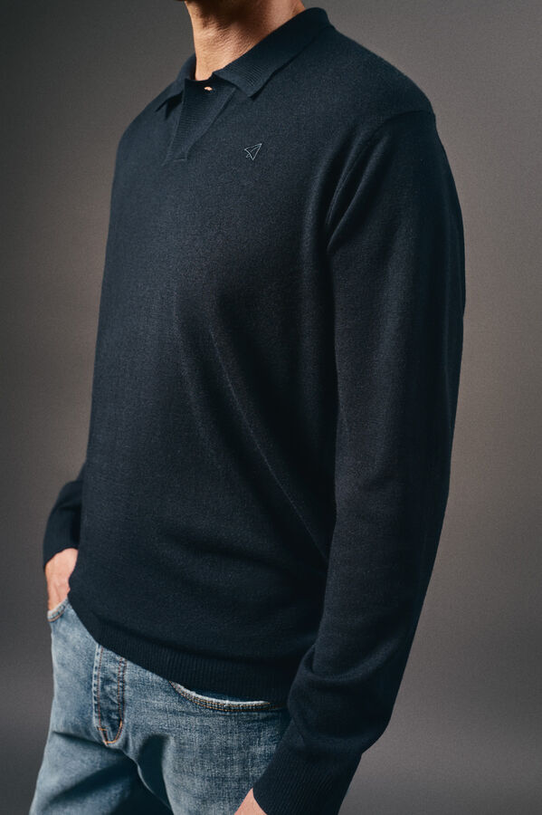 OOTO Jersey cuello polo algod&oacute;n Azul marino