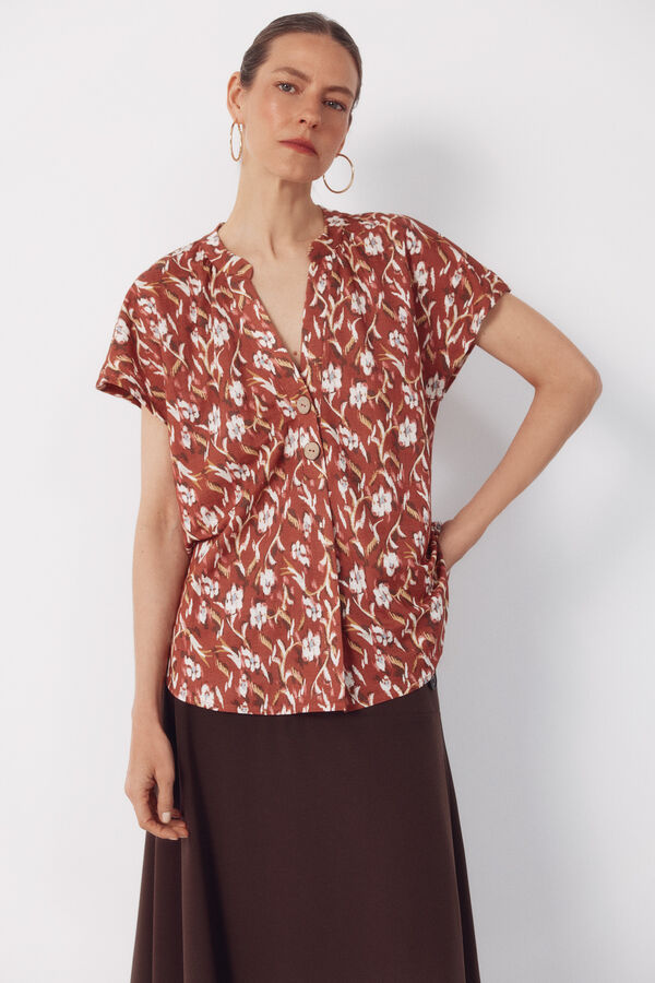 Cortefiel Blusa c&oacute;moda Estampado rojo