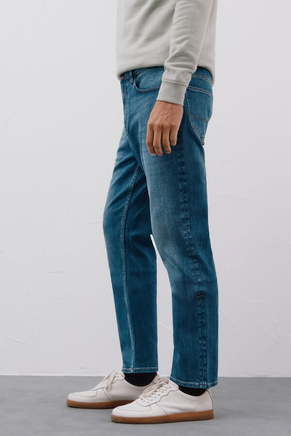 Cortefiel Pantal&oacute;n de mezclilla straight fit Azul